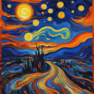 Vibrant Path Under Starry Swirls — Wall Art | High-Resolution Digital Download